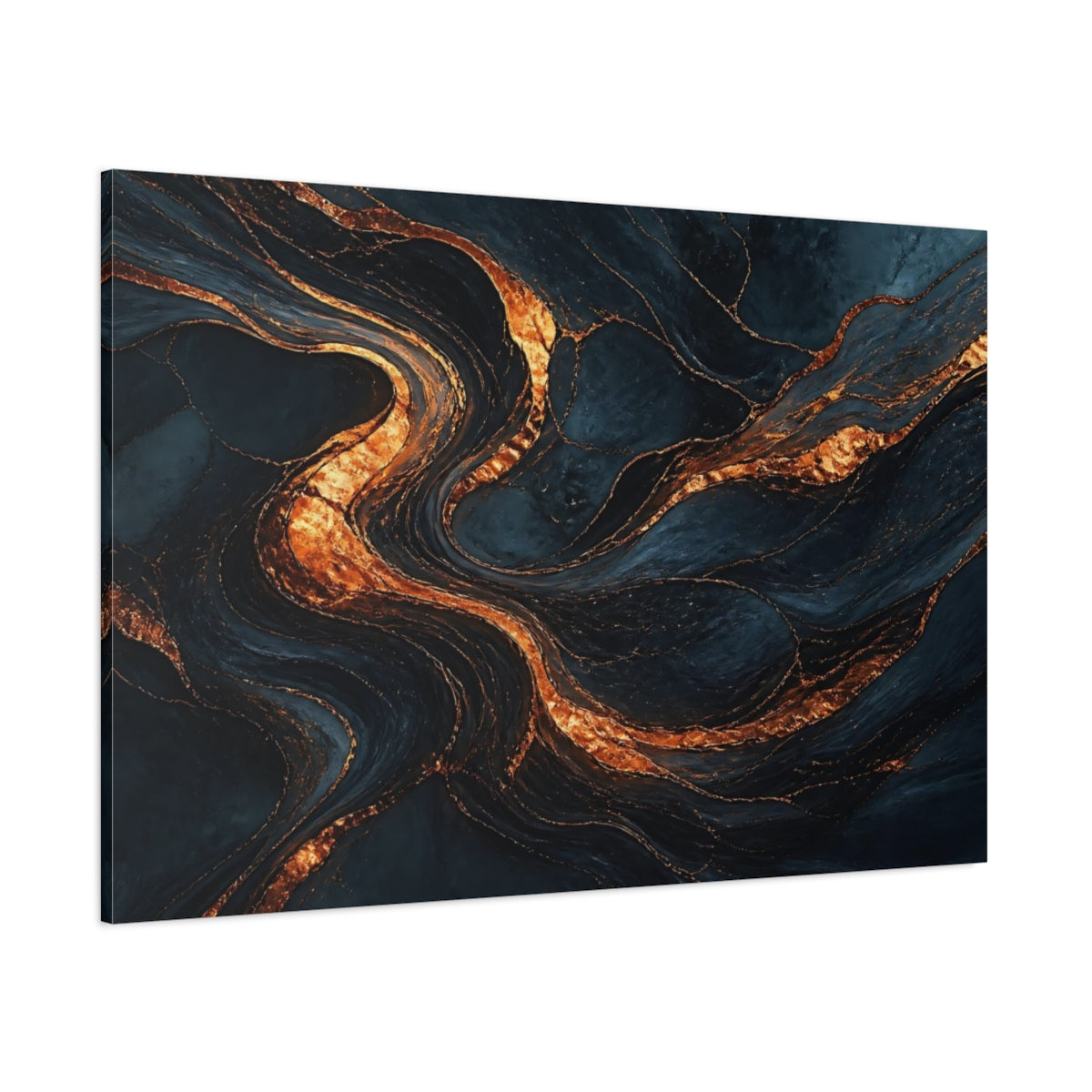 Side Mockup 1. Abstract Copper Stone Veins shown as canvas print