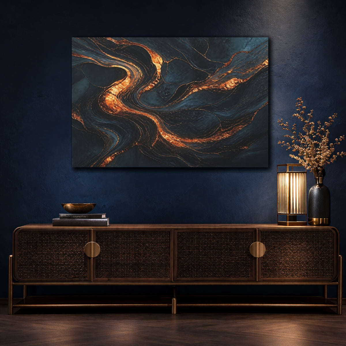 Mockup 4. Abstract Copper Stone Veins shown as canvas print
