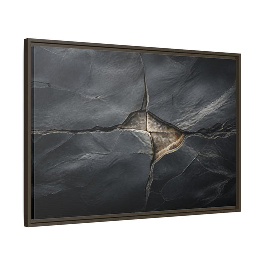 Main Mockup. Abstract Cracked Slate shown as framed canvas print