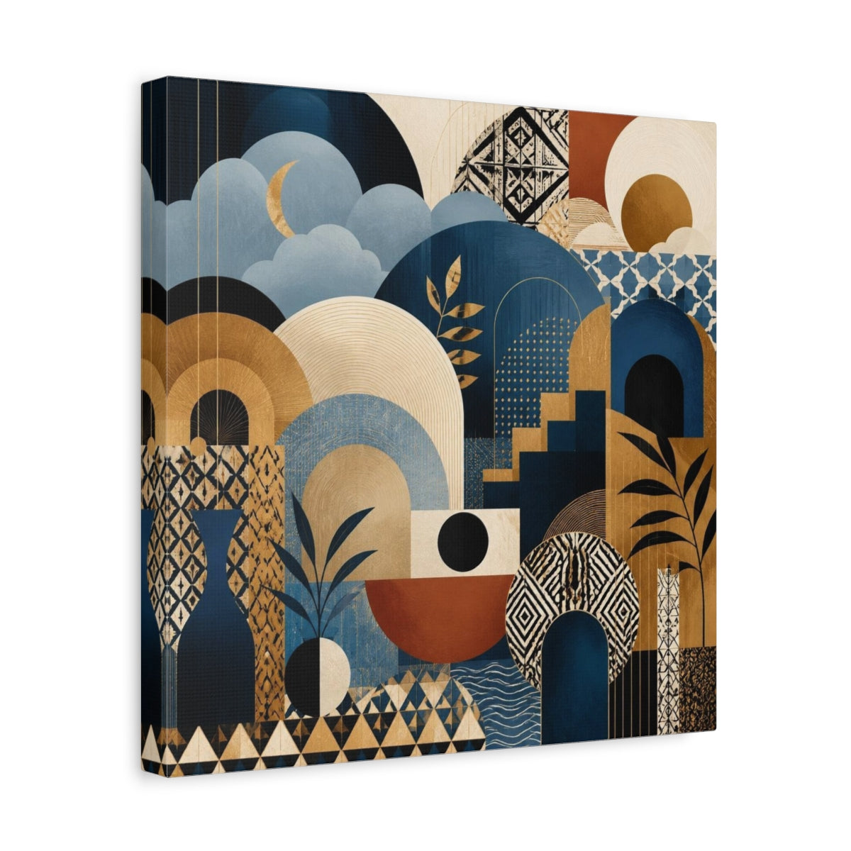 Side Mockup 7. Abstract Crescent Moon Arches shown as canvas print