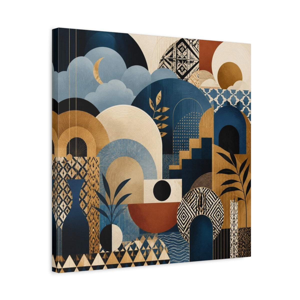 Side Mockup 5. Abstract Crescent Moon Arches shown as canvas print