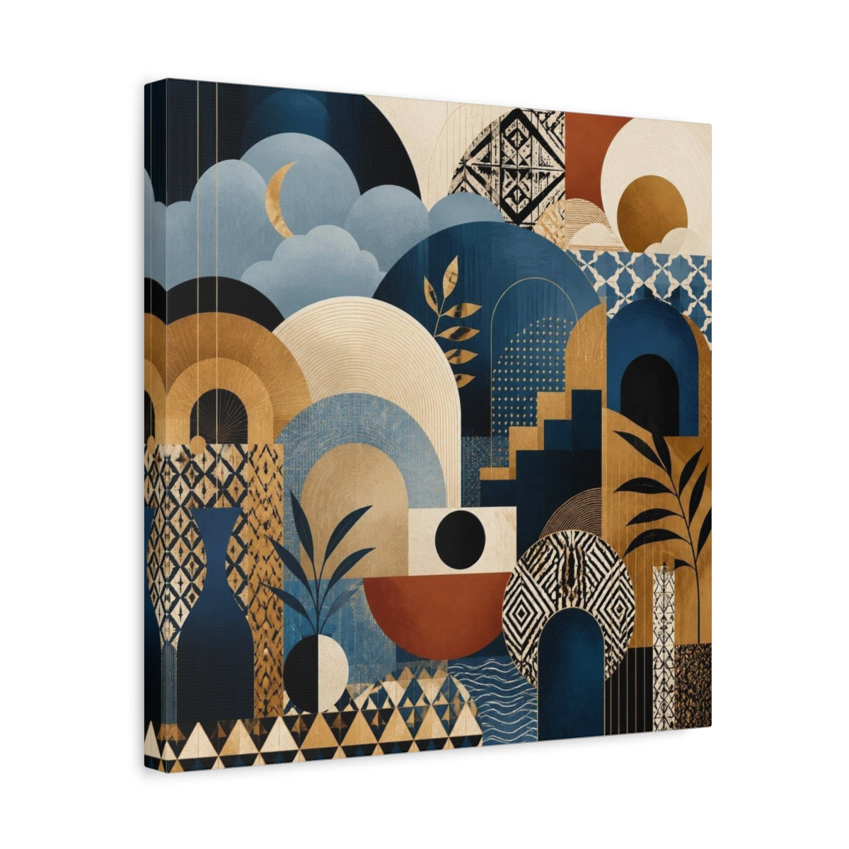 Side Mockup 6. Abstract Crescent Moon Arches shown as canvas print