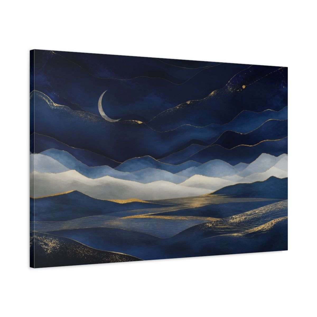Main Mockup. Abstract Crescent Moon shown as canvas print