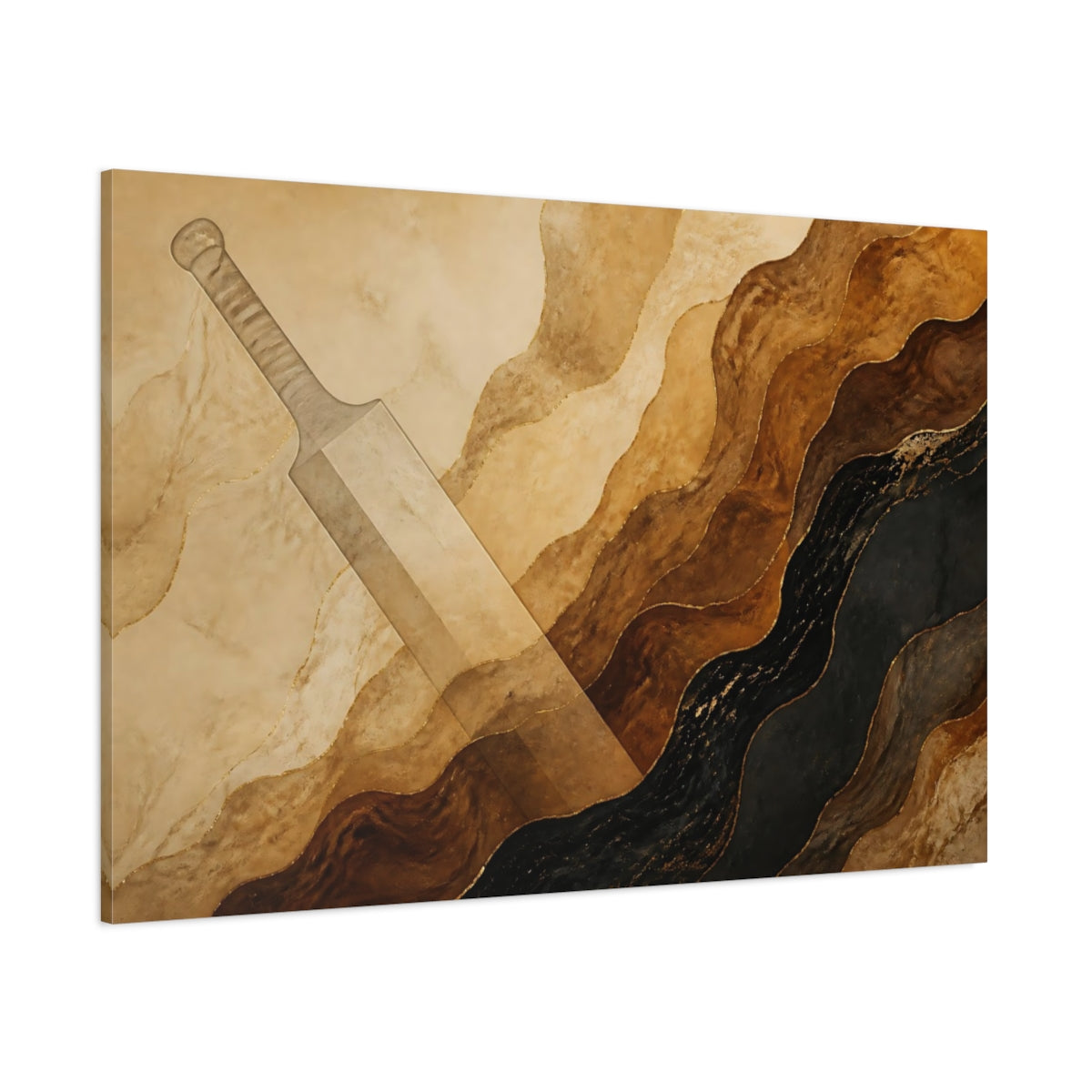 Side Mockup 1. Abstract Cricket Bat Profile shown as canvas print