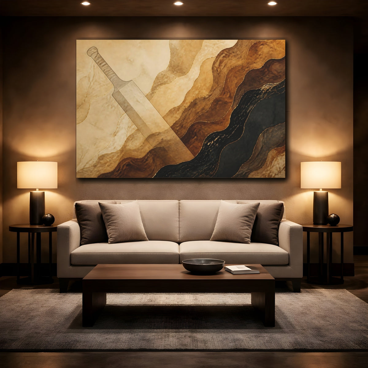 Mockup 2. Abstract Cricket Bat Profile shown as canvas print