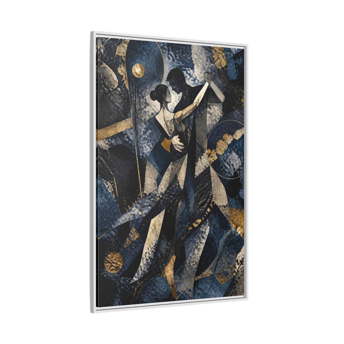Side Mockup 7. Abstract Dancing Couple shown as framed canvas print