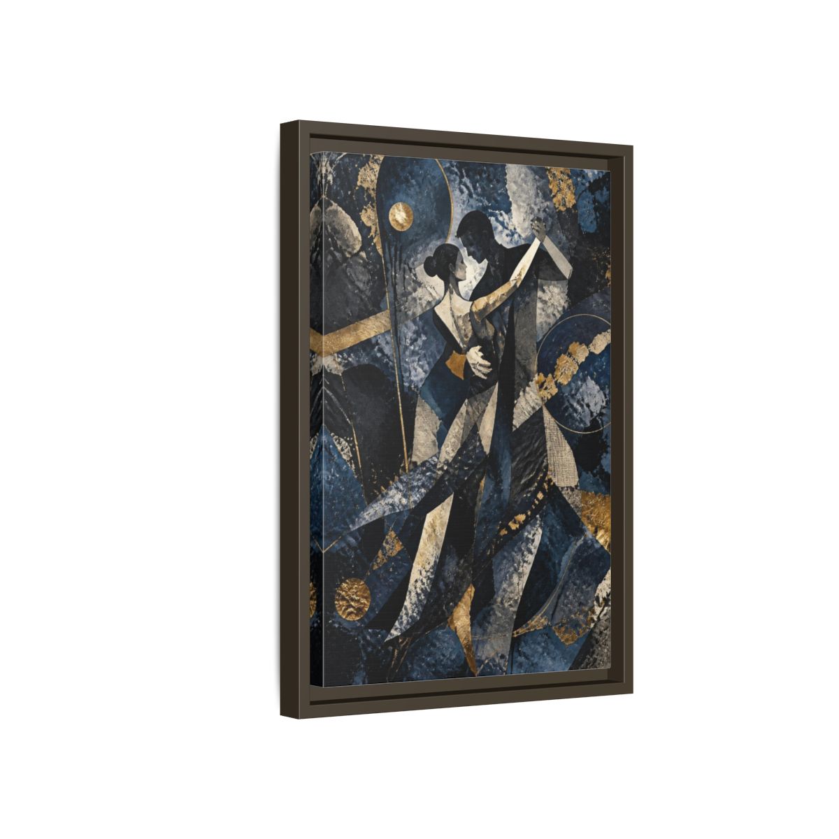 Side Mockup 5. Abstract Dancing Couple shown as framed canvas print
