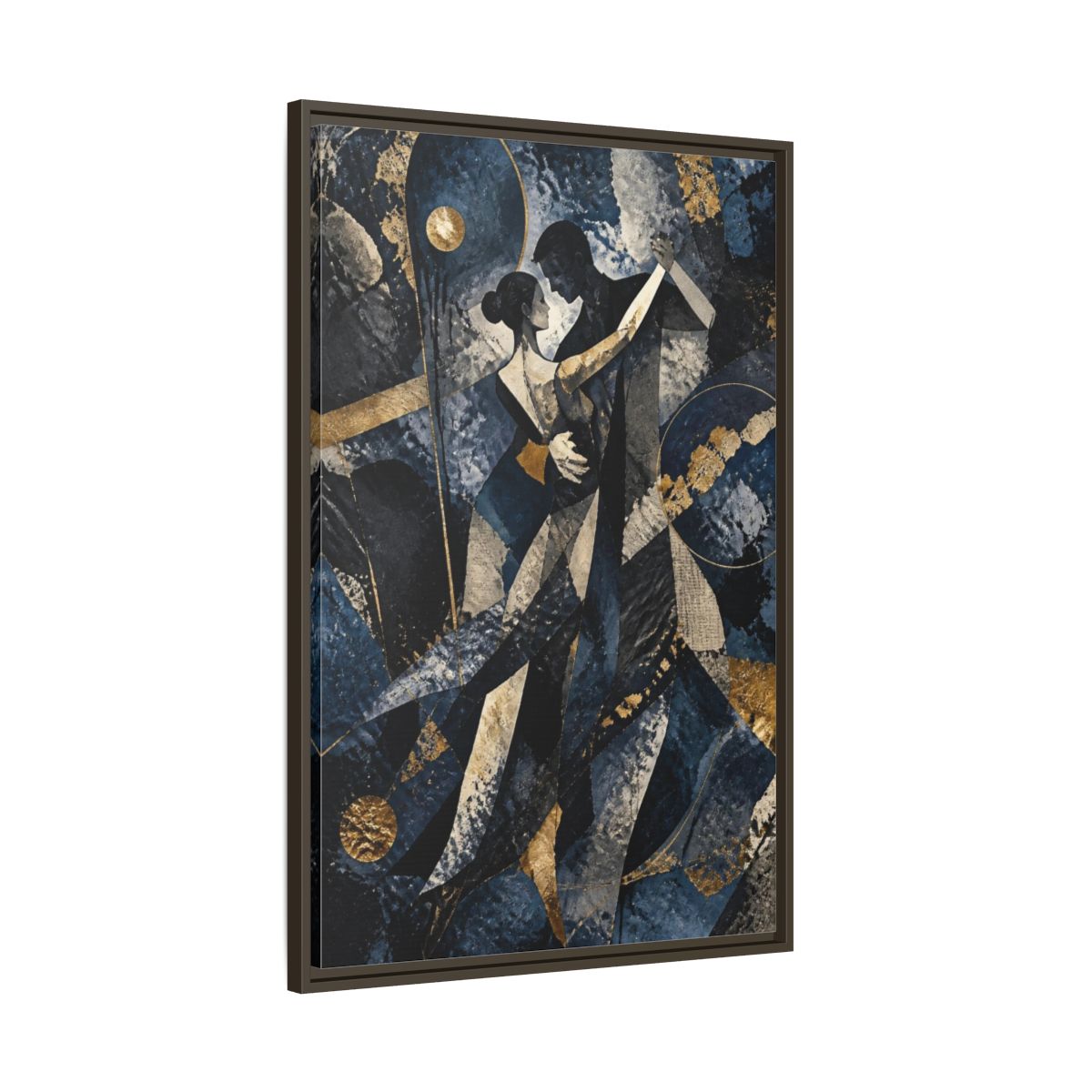 Main Mockup. Abstract Dancing Couple shown as framed canvas print