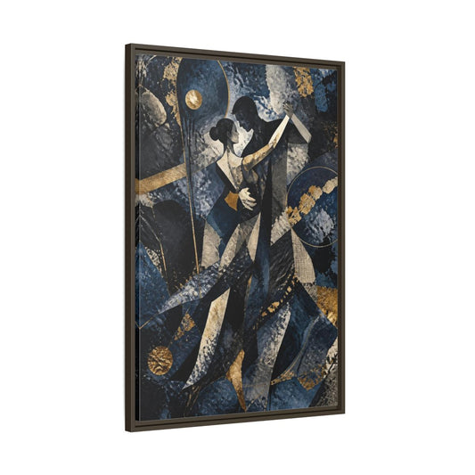 Main Mockup. Abstract Dancing Couple shown as framed canvas print
