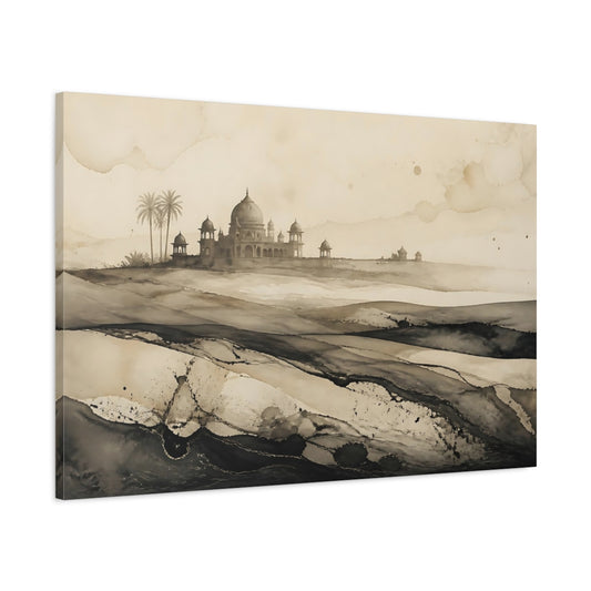 Main Mockup. Abstract Desert Temple shown as canvas print