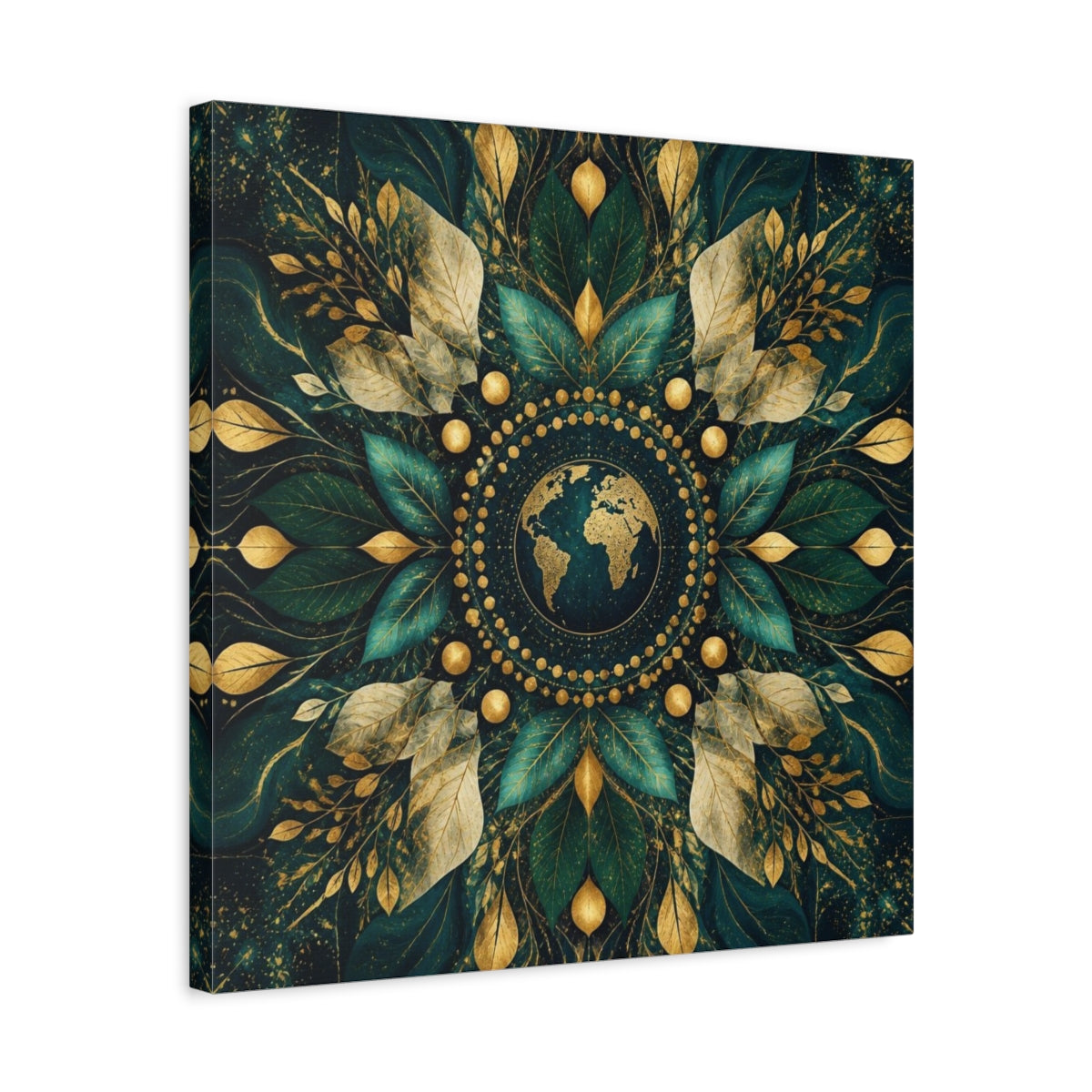 Side Mockup 5. Abstract Earth Mandala shown as canvas print