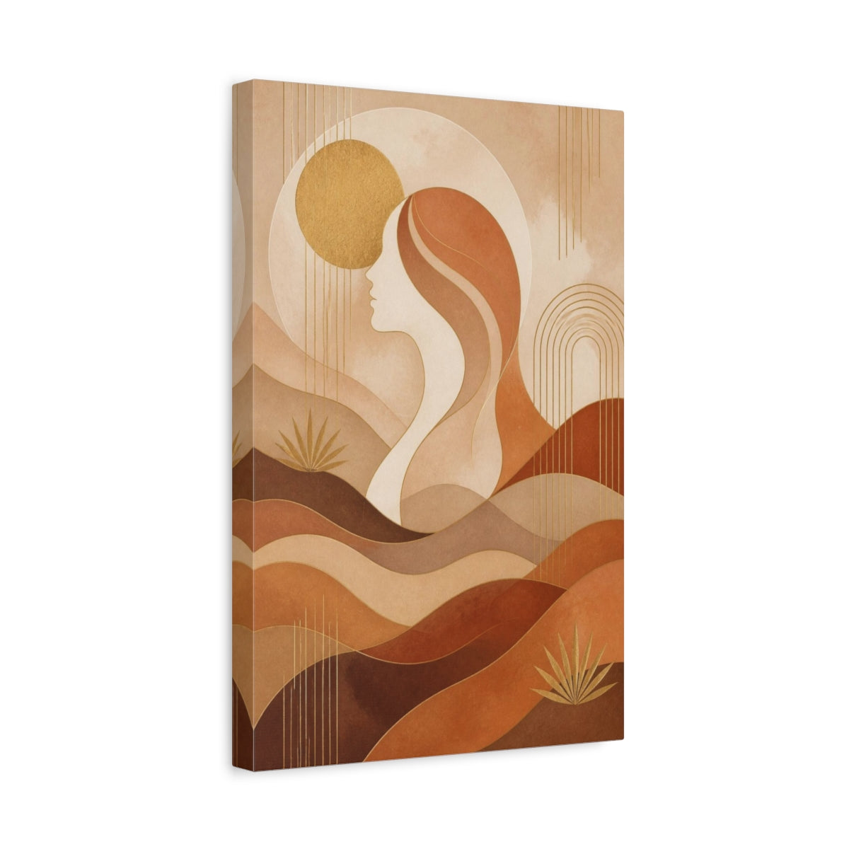 Side Mockup 4. Abstract Female Profile shown as canvas print