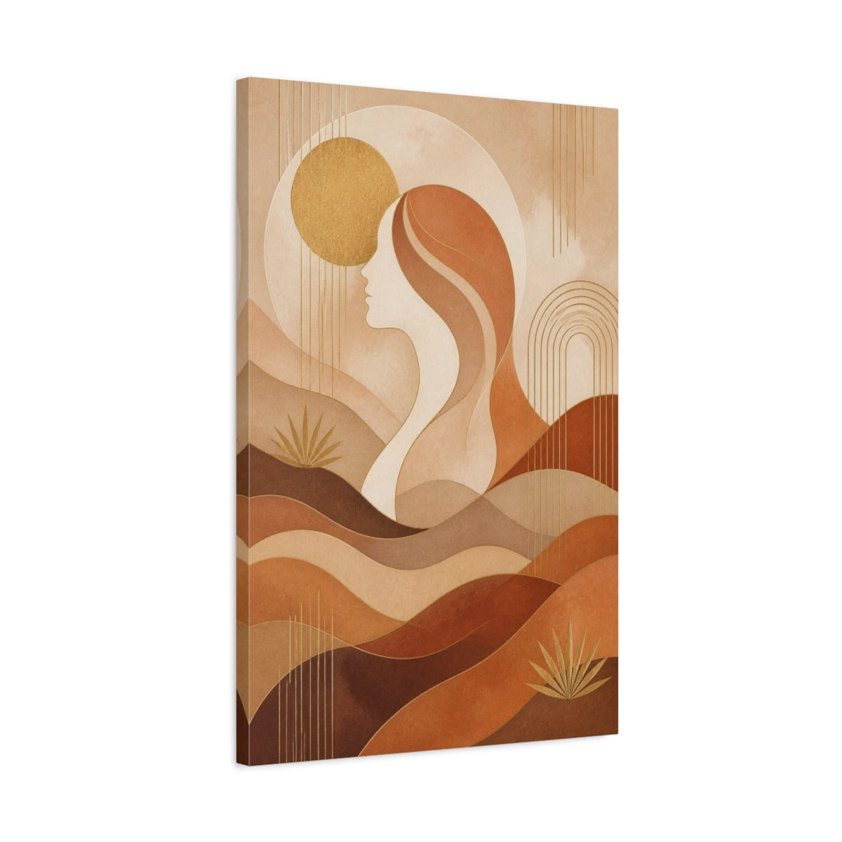 Side Mockup 2. Abstract Female Profile shown as canvas print