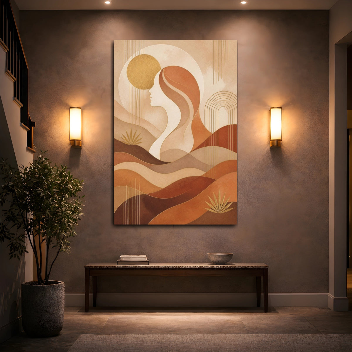 Mockup 2. Abstract Female Profile shown as canvas print