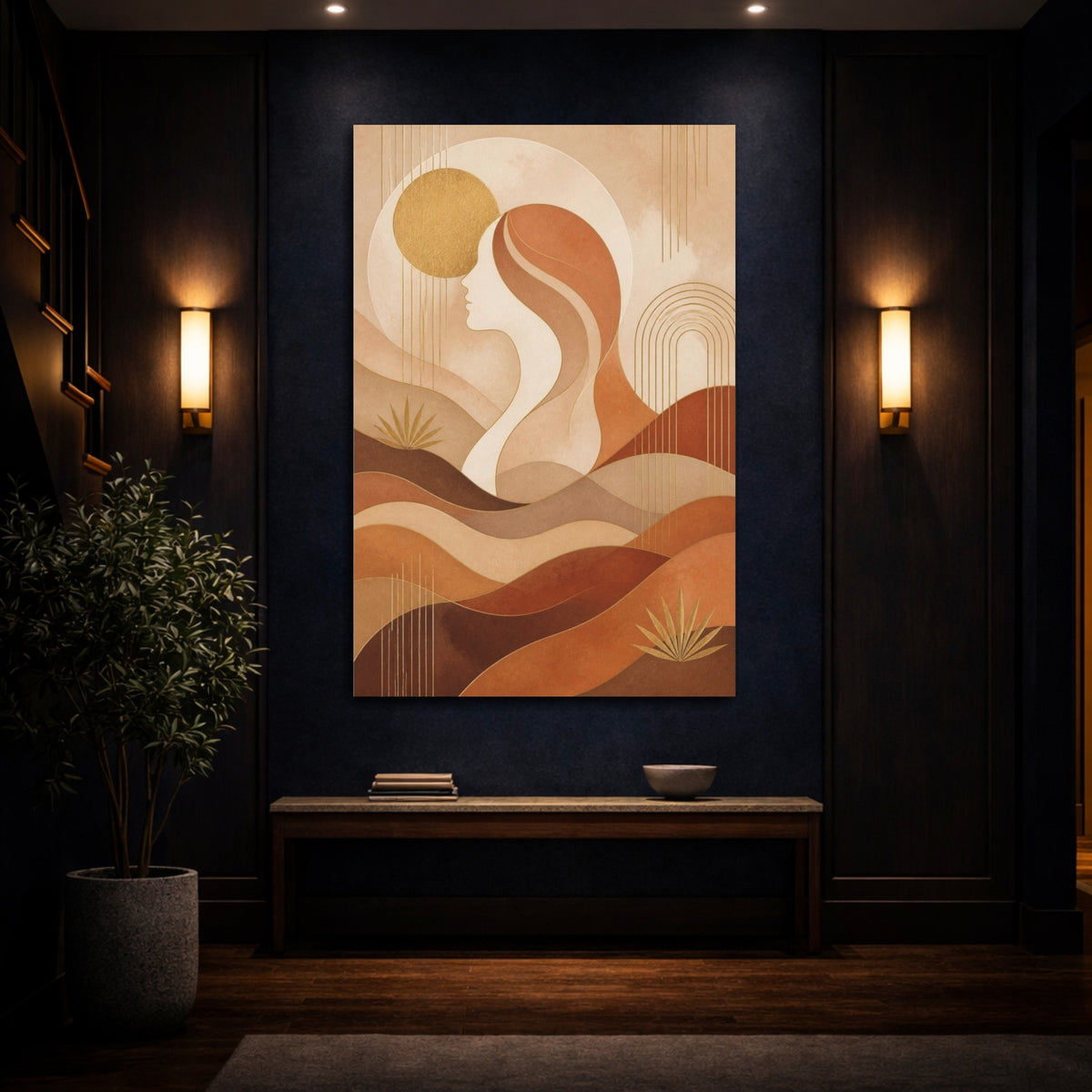 Mockup 4. Abstract Female Profile shown as canvas print