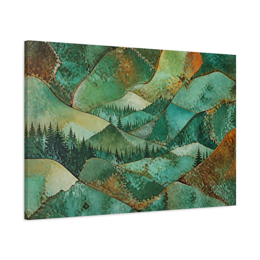 Main Mockup. Abstract Forest Ridge shown as canvas print