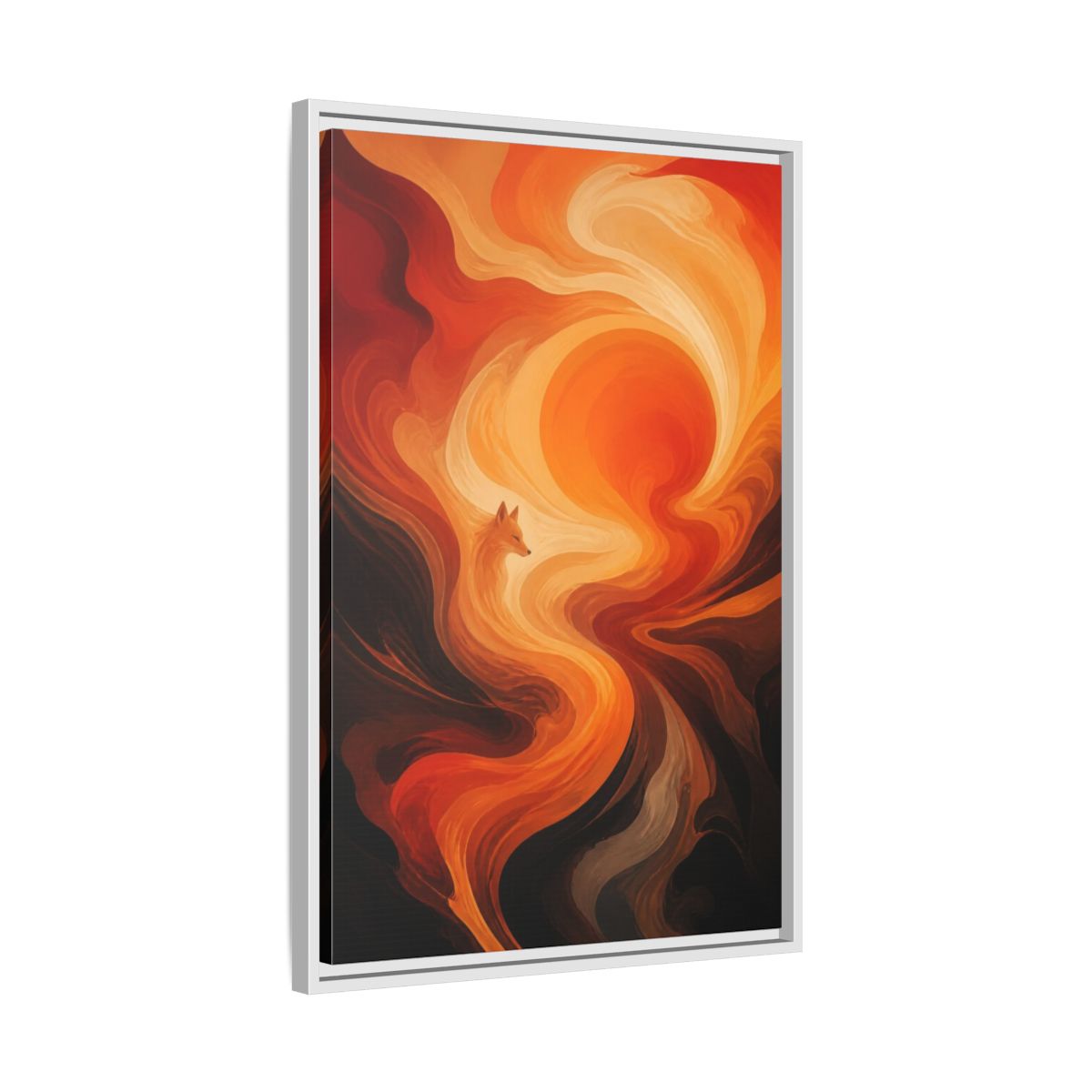 Side Mockup 10. Abstract Fox At Sunset shown as framed canvas print