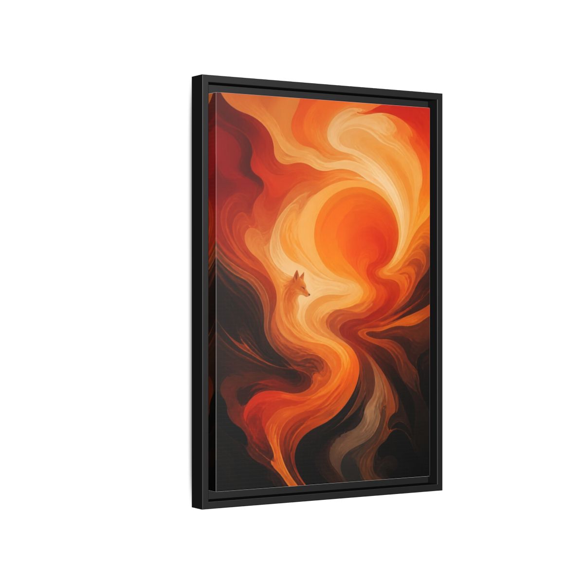 Side Mockup 3. Abstract Fox At Sunset shown as framed canvas print