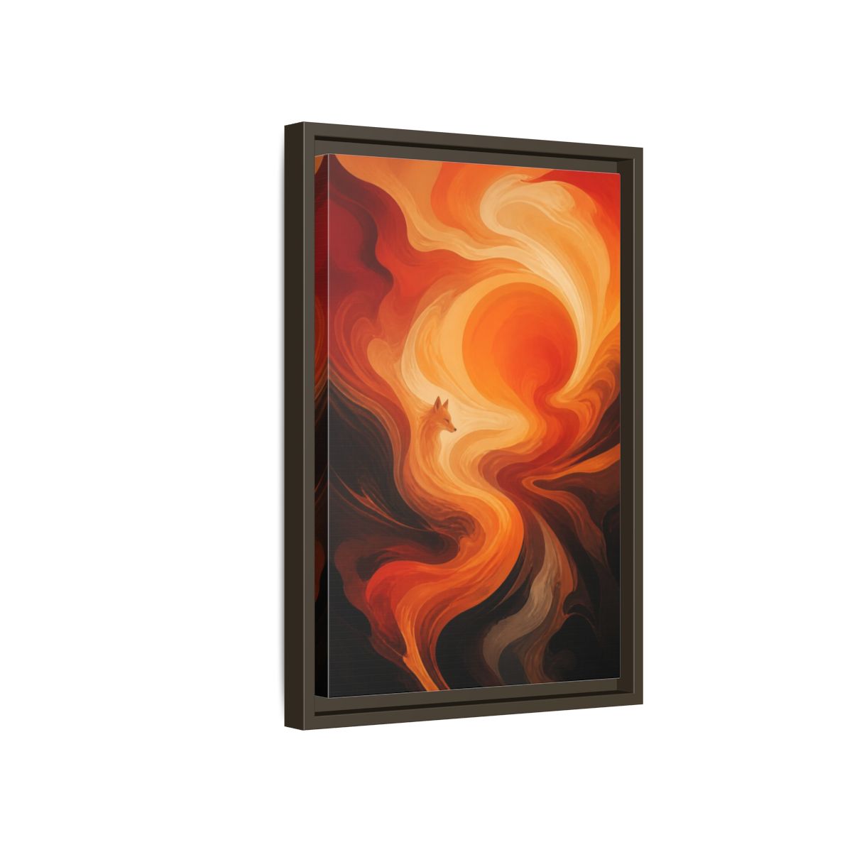 Side Mockup 5. Abstract Fox At Sunset shown as framed canvas print