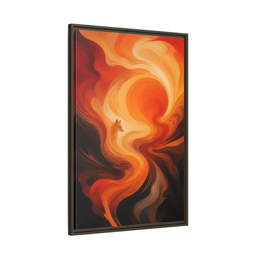 Main Mockup. Abstract Fox At Sunset shown as framed canvas print