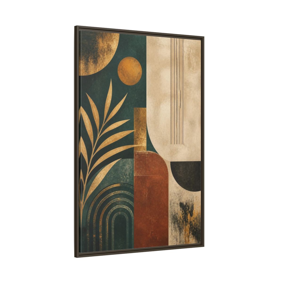 Side Mockup 8. Abstract Geometric Arches shown as framed canvas print