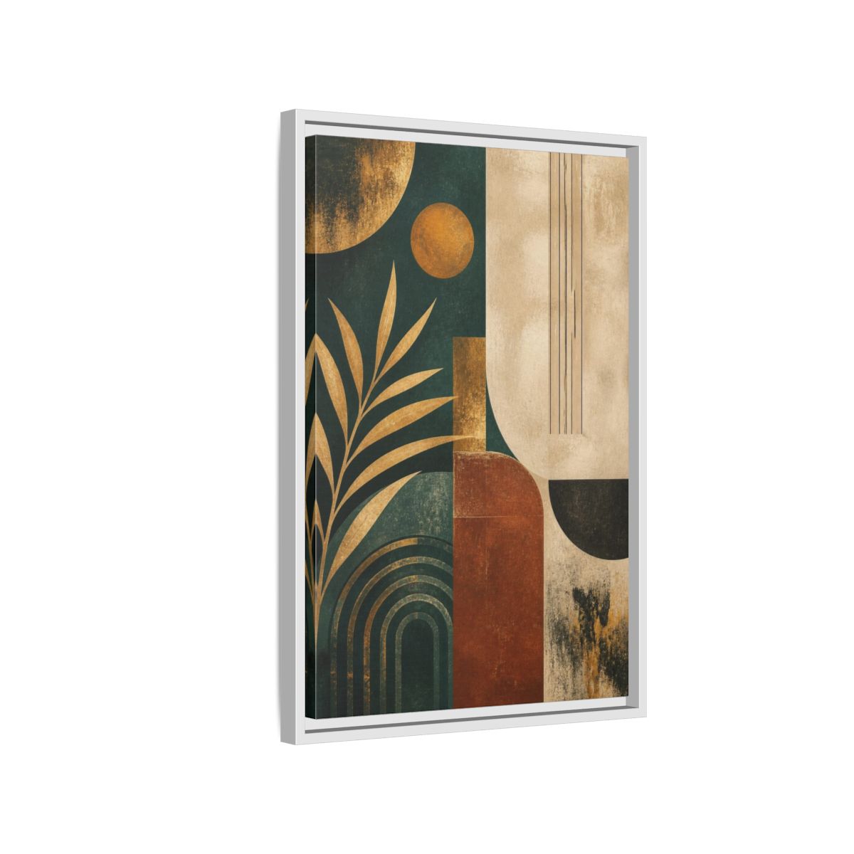 Side Mockup 1. Abstract Geometric Arches shown as framed canvas print