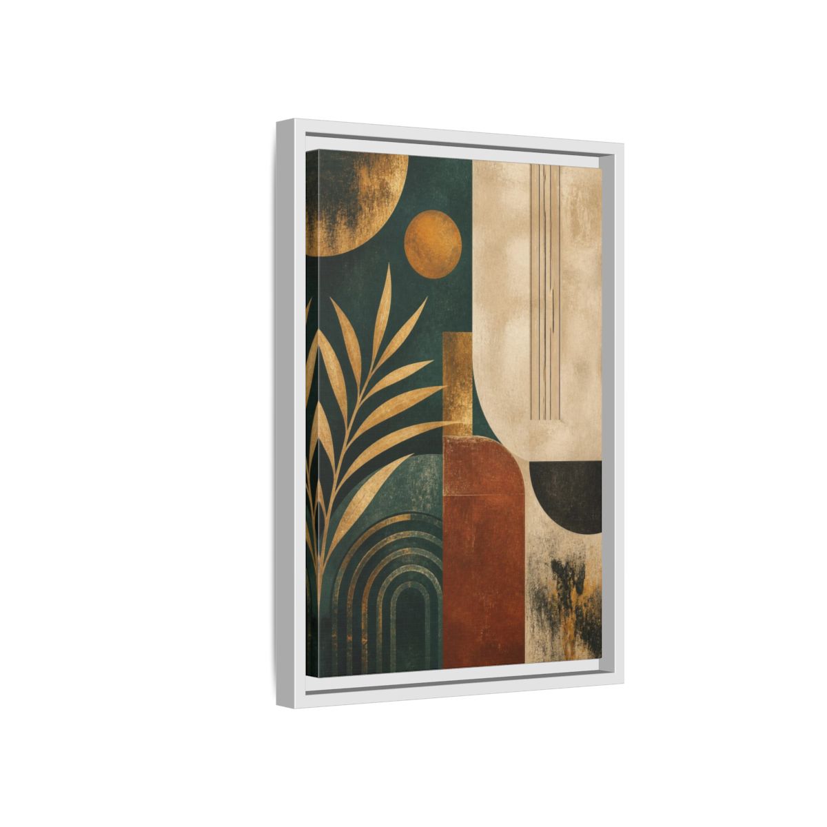 Side Mockup 4. Abstract Geometric Arches shown as framed canvas print