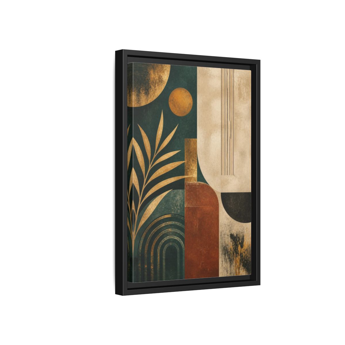 Side Mockup 6. Abstract Geometric Arches shown as framed canvas print