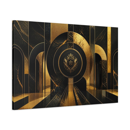 Main Mockup. Abstract Gold Crest shown as canvas print