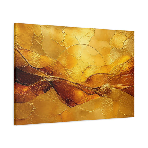 Main Mockup. Abstract Gold Leaf Waves shown as canvas print