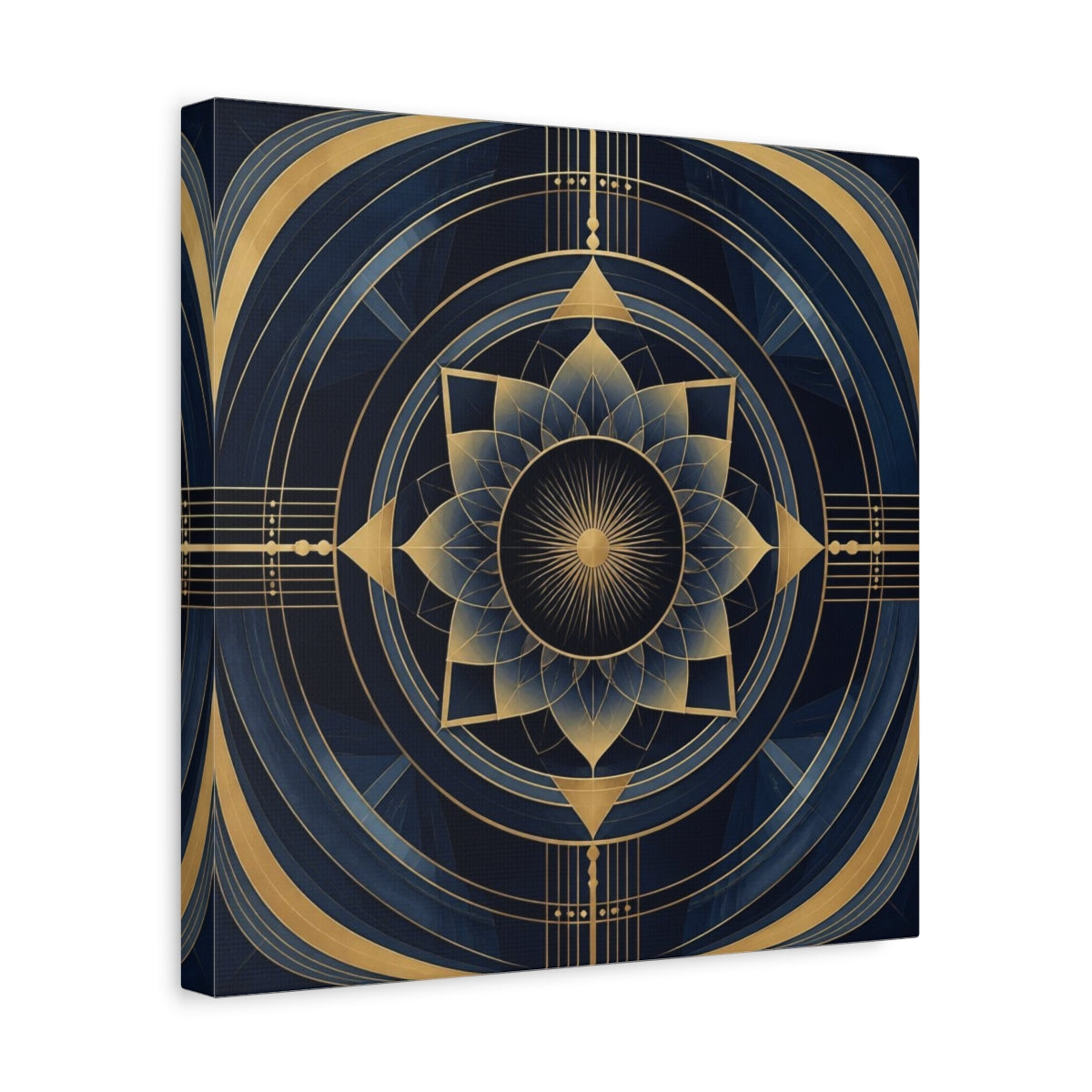 Side Mockup 7. Abstract Gold Mandala shown as canvas print