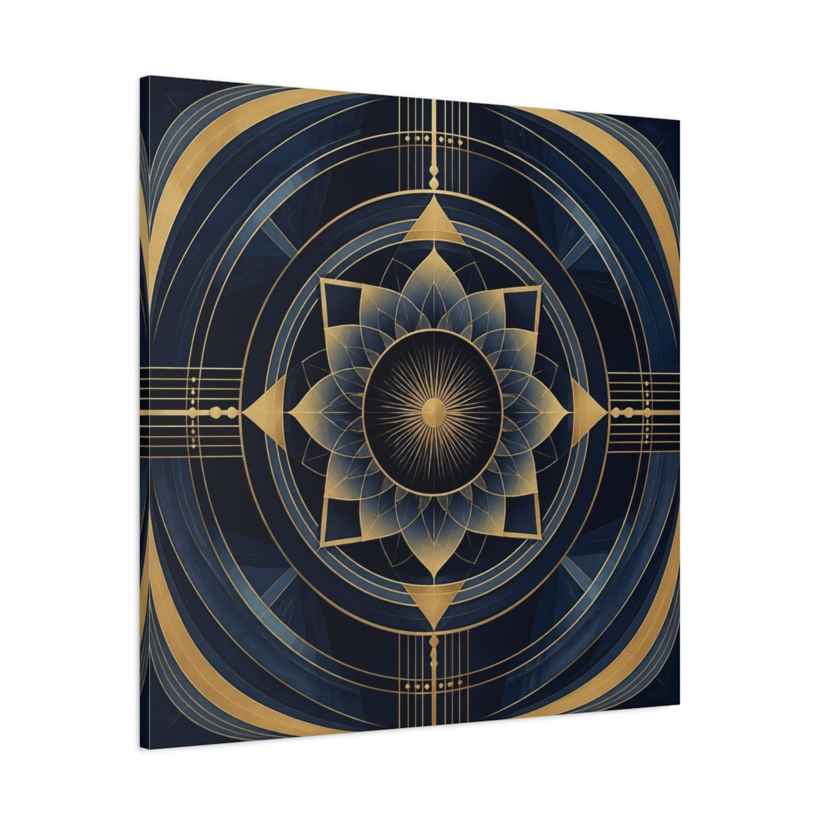 Side Mockup 1. Abstract Gold Mandala shown as canvas print