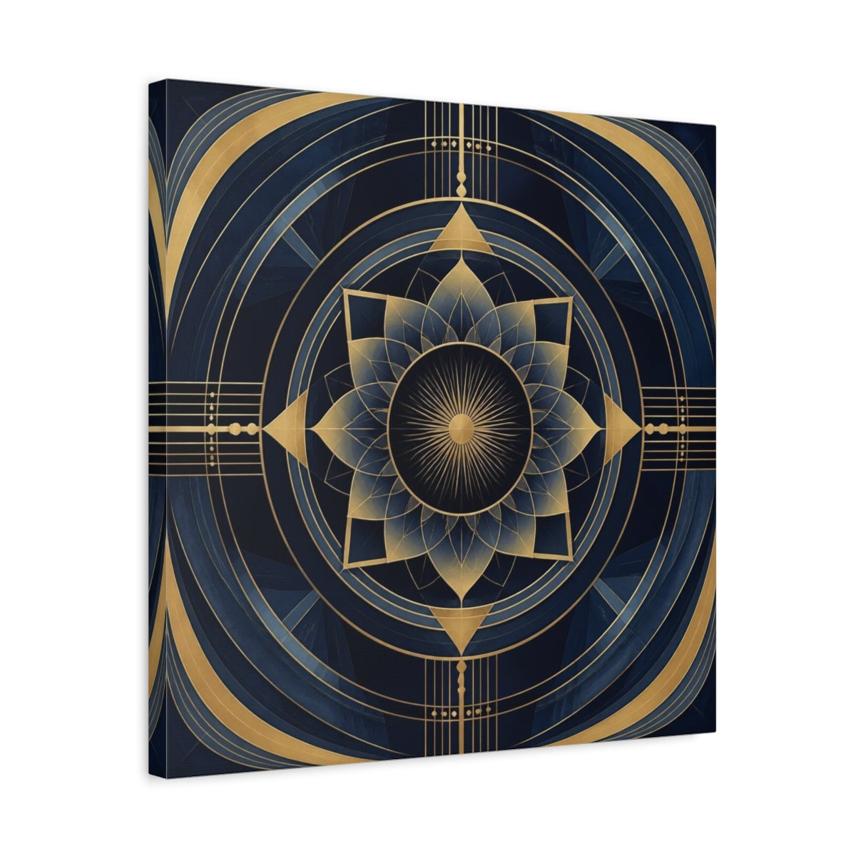 Side Mockup 5. Abstract Gold Mandala shown as canvas print