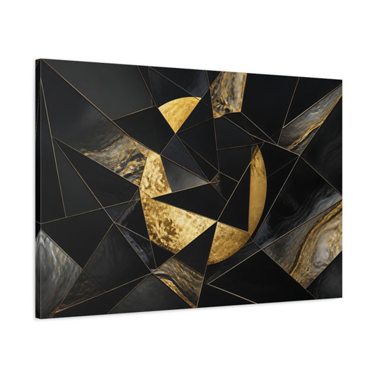 Main Mockup. Abstract Gold Moon shown as canvas print