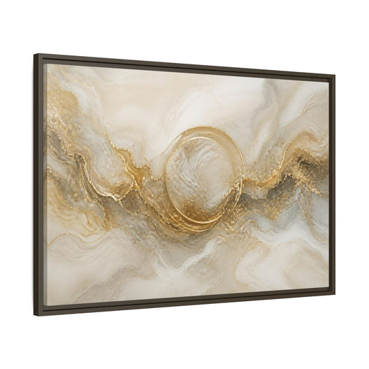Main Mockup. Abstract Gold Ring shown as framed canvas print