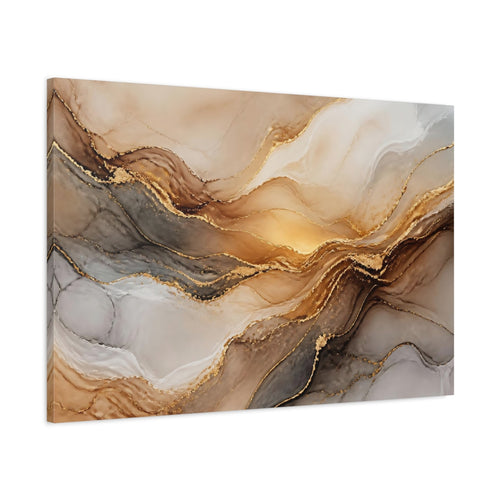 Main Mockup. Abstract Gold Wave shown as canvas print