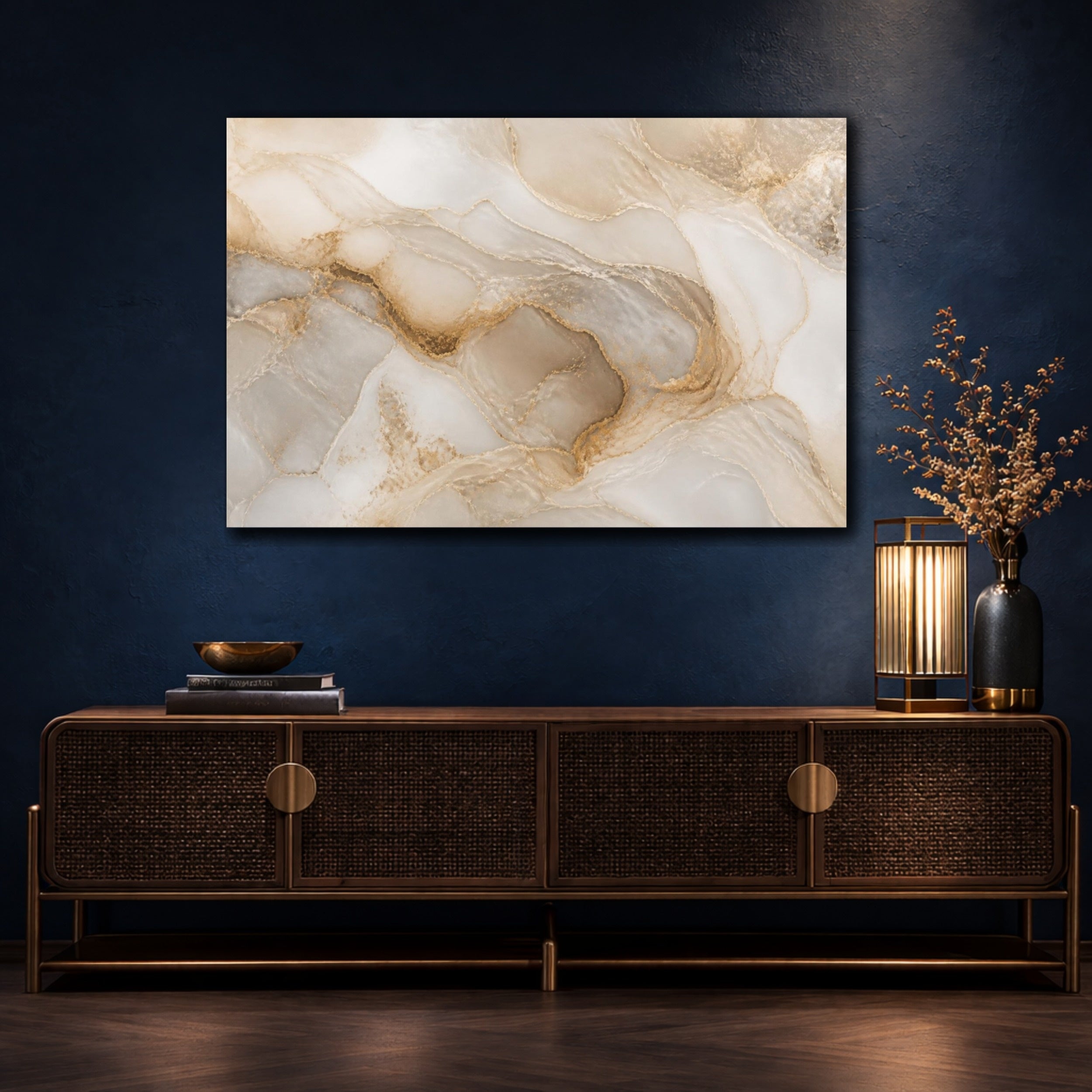 Mockup 4. Abstract Golden Agate shown as canvas print