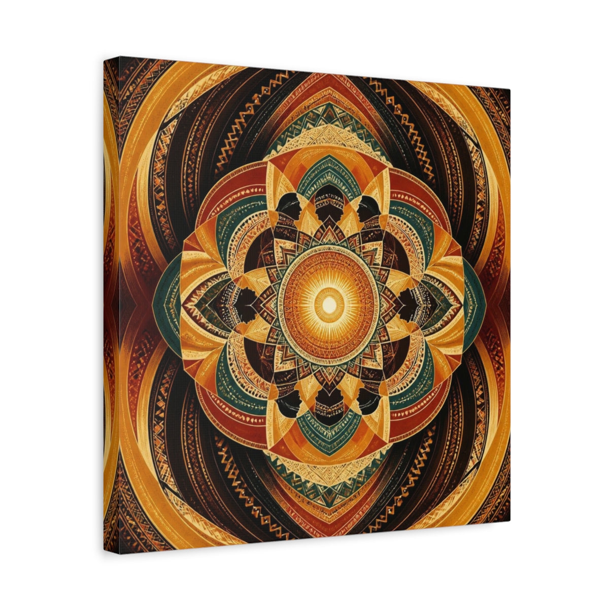 Side Mockup 6. Abstract Golden Mandala shown as canvas print