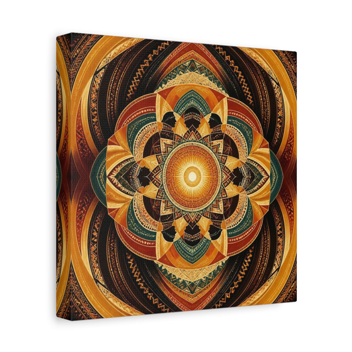 Side Mockup 9. Abstract Golden Mandala shown as canvas print