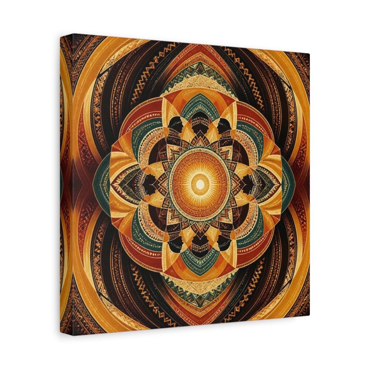 Side Mockup 8. Abstract Golden Mandala shown as canvas print