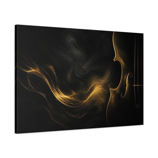 Main Mockup. Abstract Golden Violin shown as canvas print