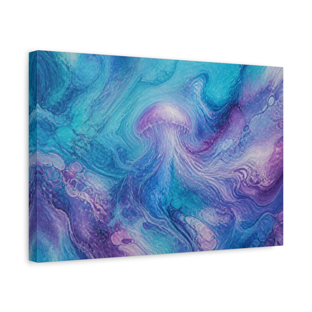 Side Mockup 4. Abstract Jellyfish Swirl shown as canvas print