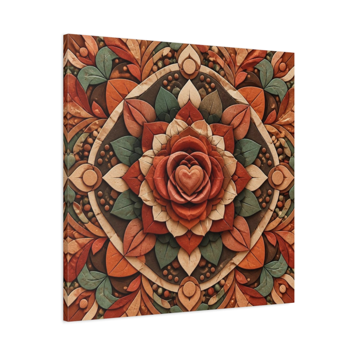 Main Mockup. Abstract Layered Rose Mandala shown as canvas print