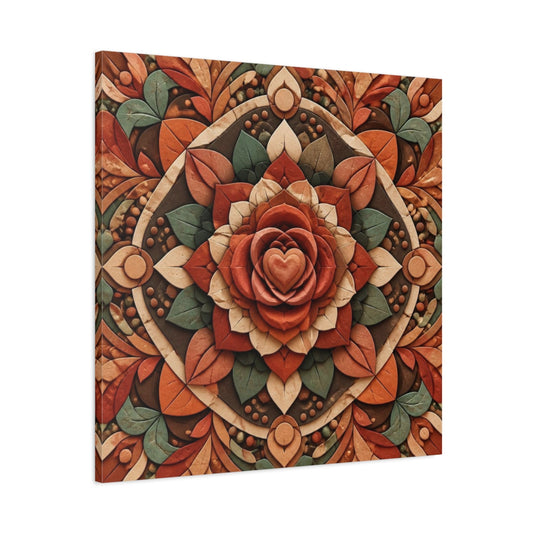 Main Mockup. Abstract Layered Rose Mandala shown as canvas print