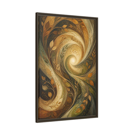 Main Mockup. Abstract Leaf Swirl shown as framed canvas print