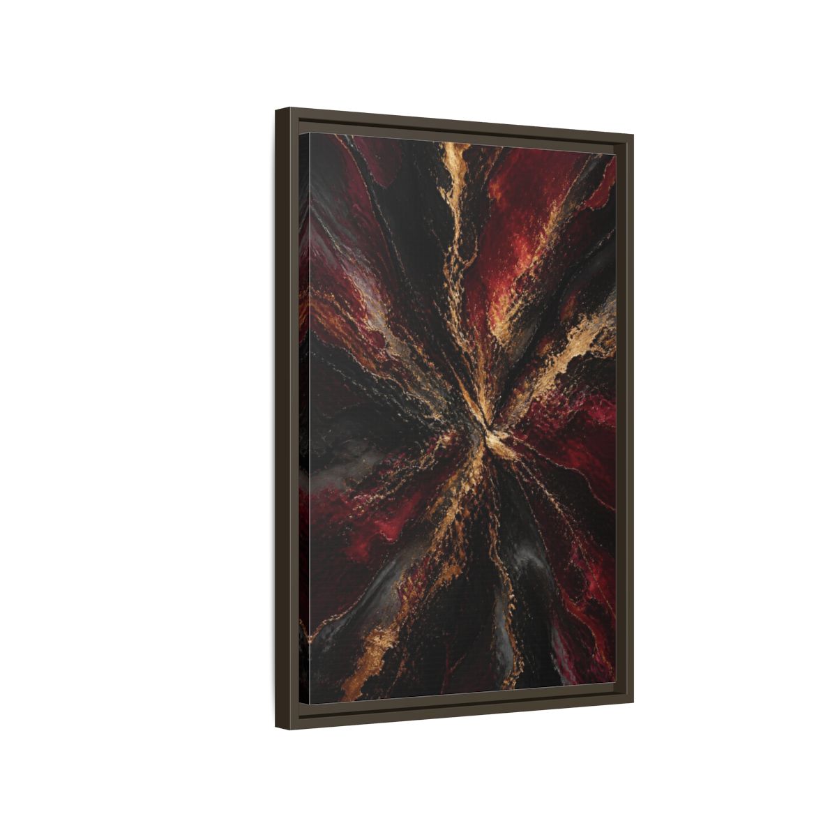 Side Mockup 2. Abstract Metallic Burst shown as framed canvas print