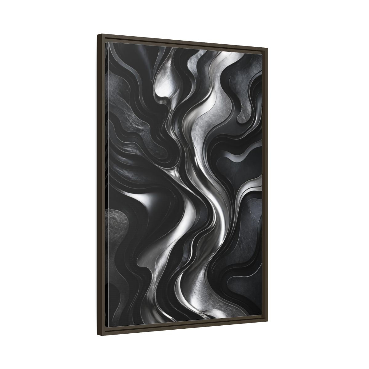 Main Mockup. Abstract Metallic Flow shown as framed canvas print