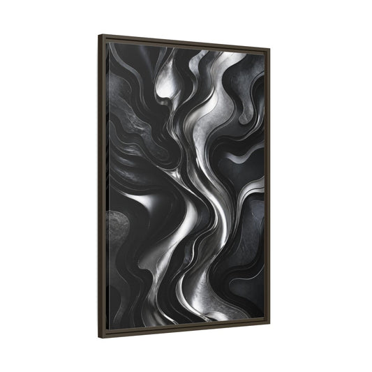 Main Mockup. Abstract Metallic Flow shown as framed canvas print