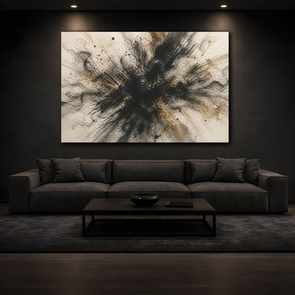 Mockup 3. Abstract Microphone Burst shown as canvas print