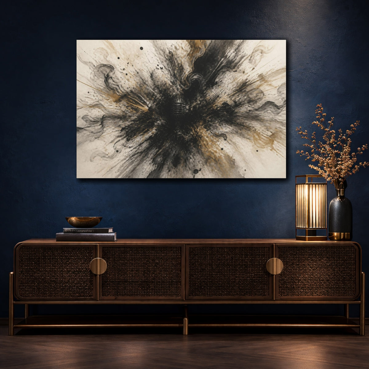 Mockup 4. Abstract Microphone Burst shown as canvas print